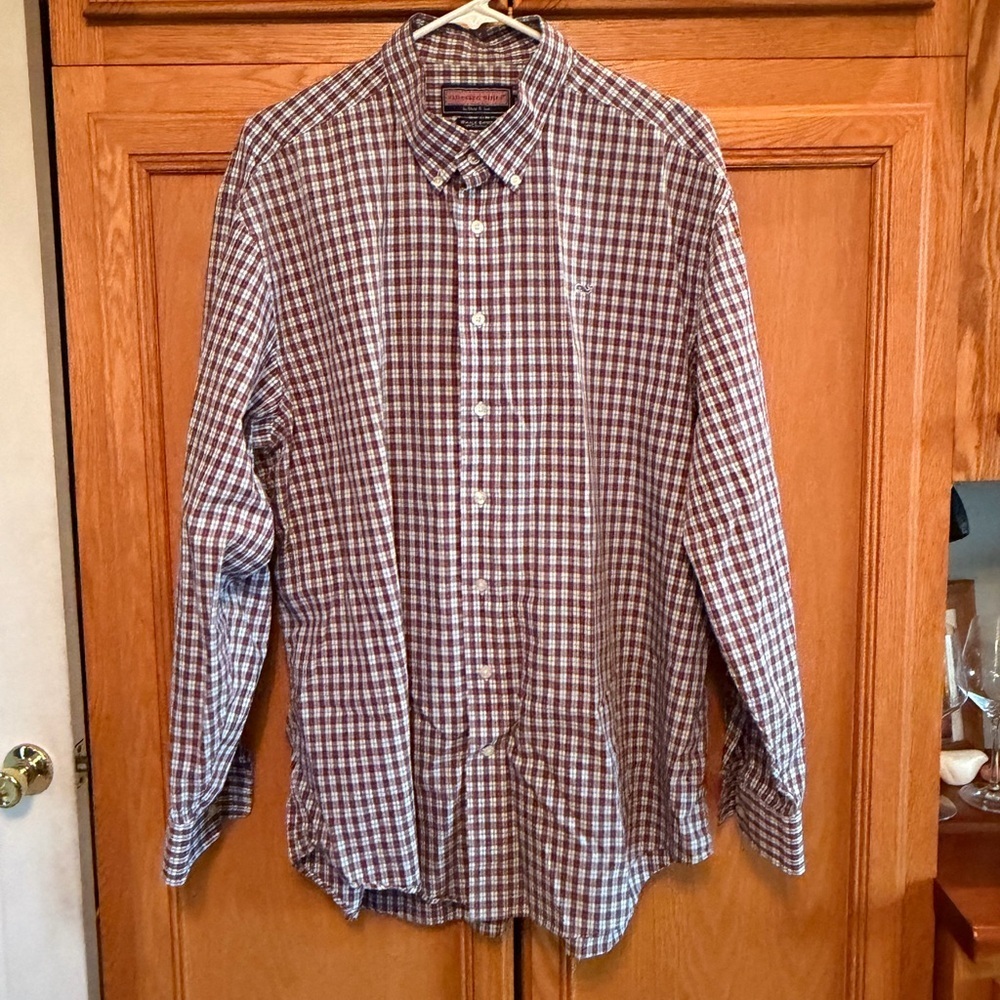 Vineyard Vines red/blue/white Plaid Button-Down long sleeve Shirt size XL